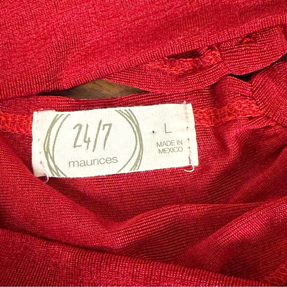 Maurices 24/7 Red Mock Neck Halter Tank Top Sleeveless Stretchy L - Picture 5 of 8